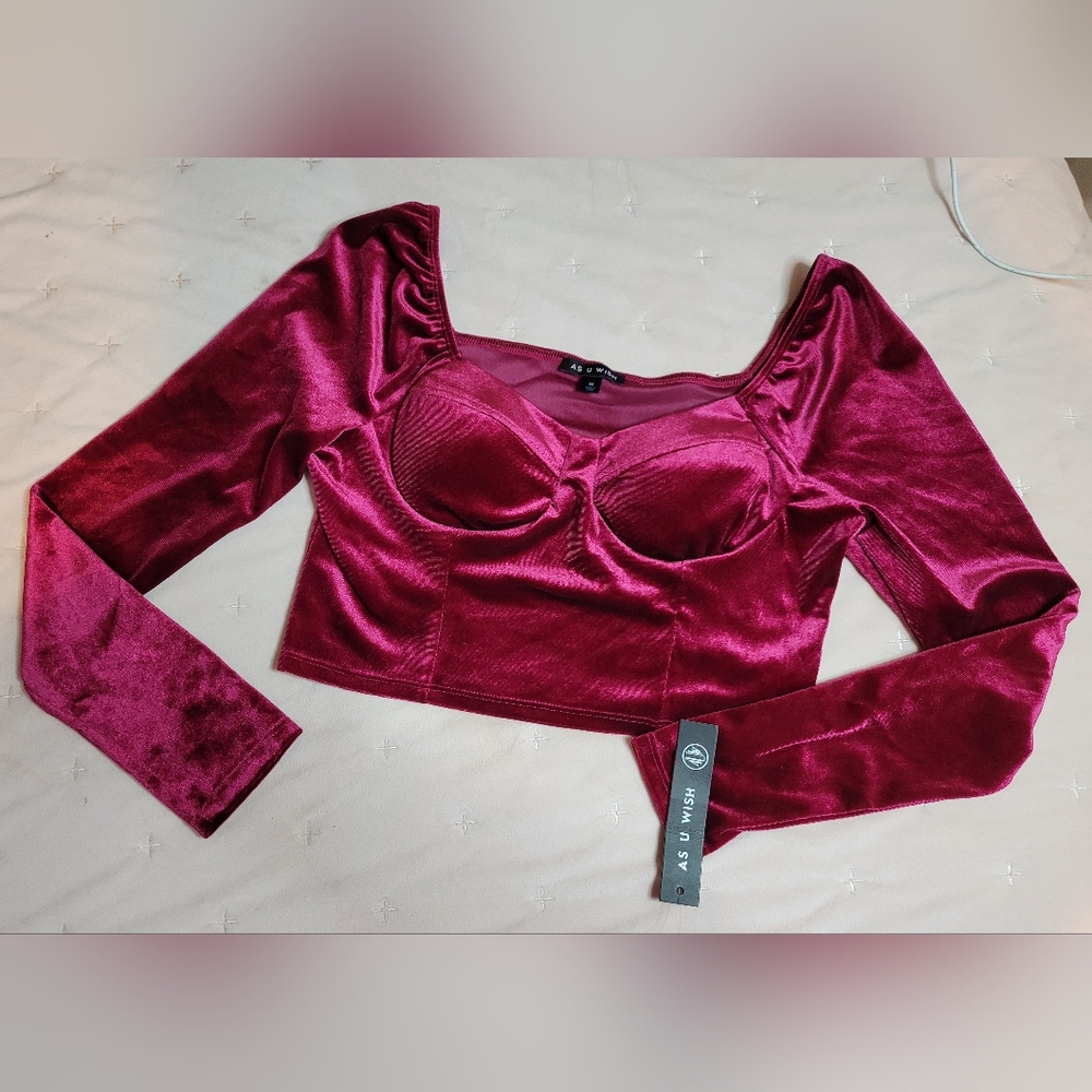 Women's Velvet Crop Top - Pink - Picture 3 of 3